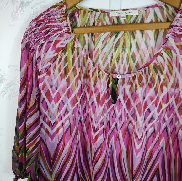 Black Rainn Pink Printed Blouse Large - Picture 2 of 12